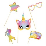 Set 5 accesorii pentru petrecere, photo props, unicorn, multicolor
