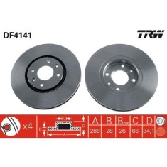 Set discuri frana Citroen C5 1 (Dc ), C5 1 Break (De ), C5 2 (Rc ), C5 2 Break (Re ), Xantia (X1, Xantia Break (X1 , punte fata, 288x28, ventilat, TR