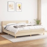 vidaXL Pat box spring cu saltea, crem, 200x200 cm, textil 3126994