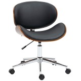 Vinsetto Scaun de birou design vintage &icirc;nălțime reglabilă pivotant 360&deg; lemn de plop &icirc;nveliș sintetic 53 x 53 x 77-87 cm | Aosom Romania