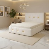 Pat Tapitat Rhea Alb Catifea Premium Ofertă limitată