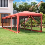 VidaXL Cort de petrecere cu 10 pereți din plasă, roșu, 3x12 m, HDPE