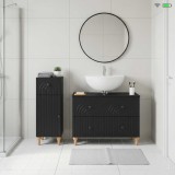 Cumpara ieftin Set de dulapuri pentru baie, 2 piese ALKMAAR Negru