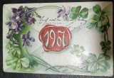 Carte postala, felicitare de an nou, circulata, 1900