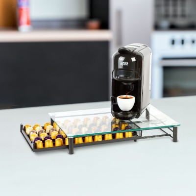 Suport metalic pentru capsule de cafea &amp;ndash; 60 capsule Nespresso &amp;ndash; 410 x 260 x 60 mm &amp;ndash; negru mat Best CarHome foto