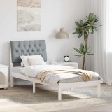 vidaXL Cadru de pat cu tăblie tapițată cu headboard Alb 80 x 200 cm 878853