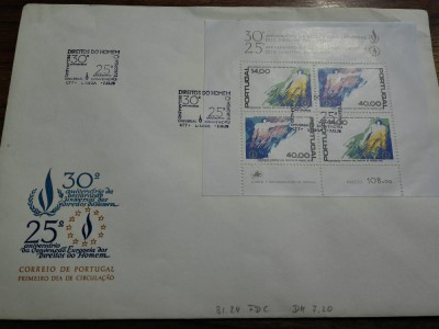 Plic FDC, Portugalia, Bloc colita, 1978, deosebit, 25 ani Comisia Europeana foto
