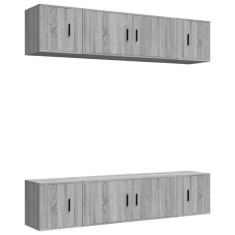 Set dulapuri TV, 6 piese, gri sonoma, lemn prelucrat