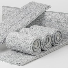 Set 6 Rezerve de Mop Plat din Microfibra cu Putere Ridicata de Absorbtie, Dimensiune 33x12 cm, Culoarea Gri foto