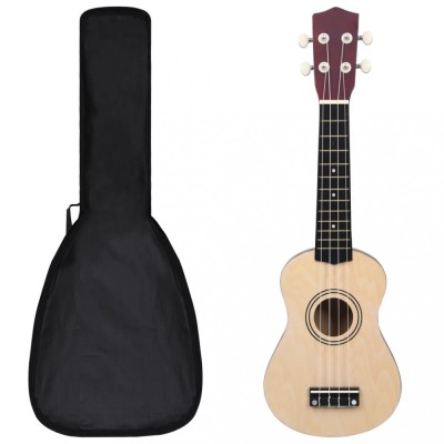 vidaXL Set ukulele soprano, cu husă, pentru copii, natural, 21&amp;quot; foto