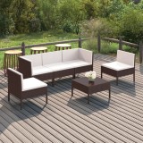 vidaXL Set mobilier de grădină cu perne, 6 piese, maro, poliratan 3094343