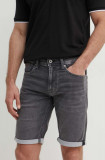 Pepe Jeans pantaloni scurti jeans SLIM GYMDIGO SHORT barbati, culoarea gri, PM801075UH3