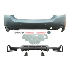 Set bara spate BMW Seria 4 (F32/F33), 12.2013-, cu catadioptri, cu gauri senzori parcare; grunduit, de vopsit; type M-Performance; cu spoiler; cu 2 g
