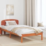 VidaXL Cadru de pat cu spătar maro cerat 90x200 cm din lemn solid de pin