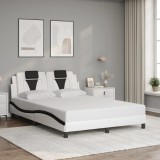 VidaXL Cadru de pat cu tăblie, alb/negru, 140x200 cm, piele ecologică