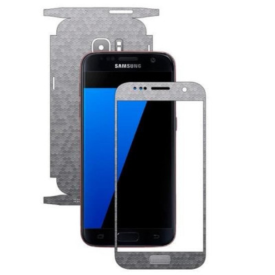 Set Folii Skin Acoperire 360 Compatibile cu Samsung Galaxy S7 - ApcGsm Wraps HoneyComb Silver foto