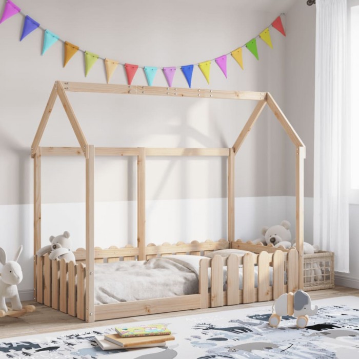 Cadru pat tip casă pentru copii, 80x160 cm, lemn masiv de pin