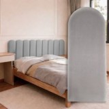Panou Tapitat Gri Catifelat pentru Pat - Design Elegant, CMCLASS