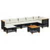 Set mobilier de gradina cu perne, 8 piese, negru, poliratan