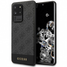 Husa Piele Guess 4G Stripe pentru Samsung Galaxy S20 Ultra G988 / Samsung Galaxy S20 Ultra 5G G988, Gri GUHCS69G4GLGR foto