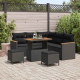Cumpara ieftin Set de canapele pentru grădină cu pernă 8 pcs Negru Rattan poli