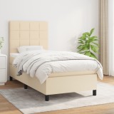 VidaXL Pat box spring cu saltea, crem, 80x200 cm, textil