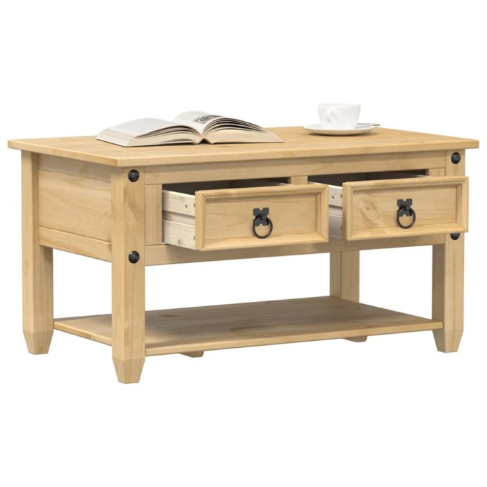vidaXL Măsuță de cafea cu sertare Corona, 85x50x45 cm, lemn masiv pin