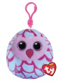 Plus Breloc Ty 8.5Cm Squishy Beanies Bufnita Pinky Roz