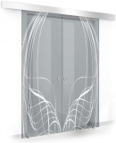 Usa culisanta Boss &reg; Duo model Lava alb, 60+60x215 cm, sticla gri securizata, glisanta in ambele directii