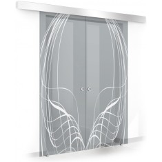 Usa culisanta Boss &reg; Duo model Lava alb, 80+80x215 cm, sticla gri securizata, glisanta in ambele directii