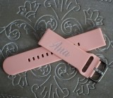 Curea smartwatch din silicon roz pal personalizabilă cu gravură &ndash; Compatibilă Samsung, Apple, Huawei etc