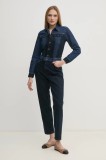Pepe Jeans salopetă din denim VALERIE culoarea bleumarin, bumbac, cu guler, PL230508