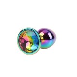 Dopuri cu bijuterie - Chisa Dop Anal din Metal in Culorile Curcubeului cu Bijuterie Frumoasa Marime Mica un Aspect Fascinant