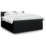 Gossi pat box spring cu saltea, negru, 180x200 cm, catifea