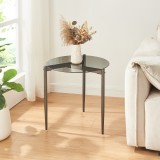 Masa laterala rotunda Ul&ouml;kantaa 50x50 cm din sticla fumurie, gri