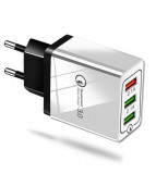 QC3.0 5V / 9V / 12V 2.1A 100-240V Triplet USB EU &icirc;ncărcător de perete-Culoare Alb