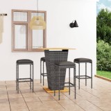 VidaXL Set mobilier bar de grădină cu perne, 5 piese, gri, poliratan