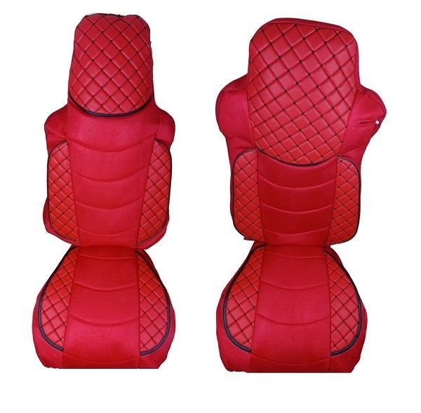 2 x Huse scaune pentru MAN TGX 2007-2015 Camioane Rosu Piele Textil