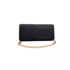 Geanta plic seara pentru ocazii si petreceri, negru, sclipici, mic, 20 x 10 cm, Magrot 24001