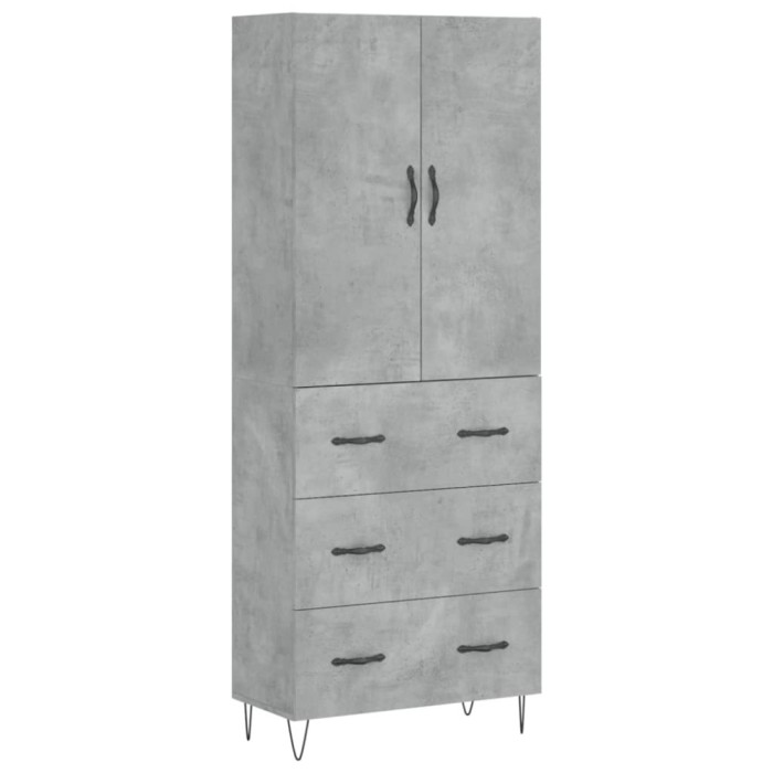 Dulap inalt, gri beton, 69,5x34x180, lemn compozit