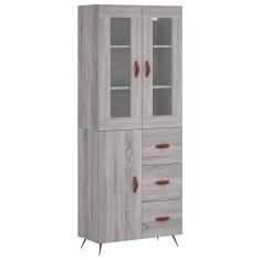 Dulap inalt, gri sonoma, 69,5x34x180 cm, lemn compozit