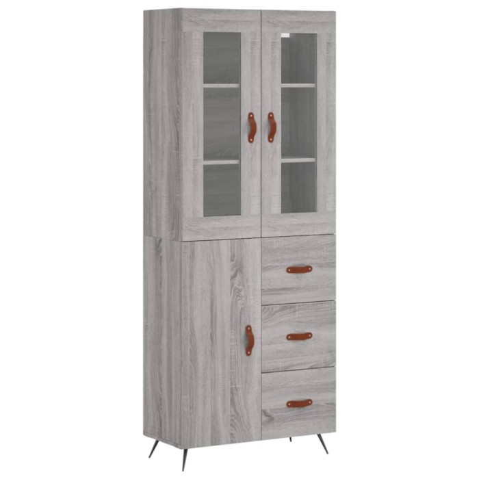 Dulap inalt, gri sonoma, 69,5x34x180 cm, lemn compozit