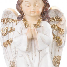 MagicHome decorare, Înger rugător, LED, polirășină, pentru mormânt, 11,5x7,5x15,5 cm