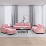 VidaXL Set de canapele cu perne, 4 piese, roz, catifea