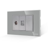 Cumpara ieftin Priza TV si Internet Luxion cu rama din sticla gri, standard italian, 3M