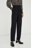 BA&amp;SH pantaloni din lana culoarea negru, drept, high waist
