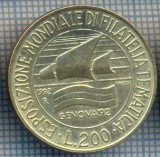 AX 1415 MONEDA -ITALIA-200 LIRE-ANUL1992 EXPOZITIA FILATELIA -STAREA CE SE VEDE