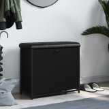 Banca pantofi cu sertar rabatabil, negru, 62x32x56 cm GartenMobel Dekor, vidaXL