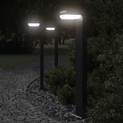 Lămpi exterioare de podea 3 buc. negru 80 cm aluminiu turnat foto