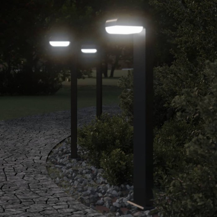 Lămpi exterioare de podea 3 buc. negru 80 cm aluminiu turnat